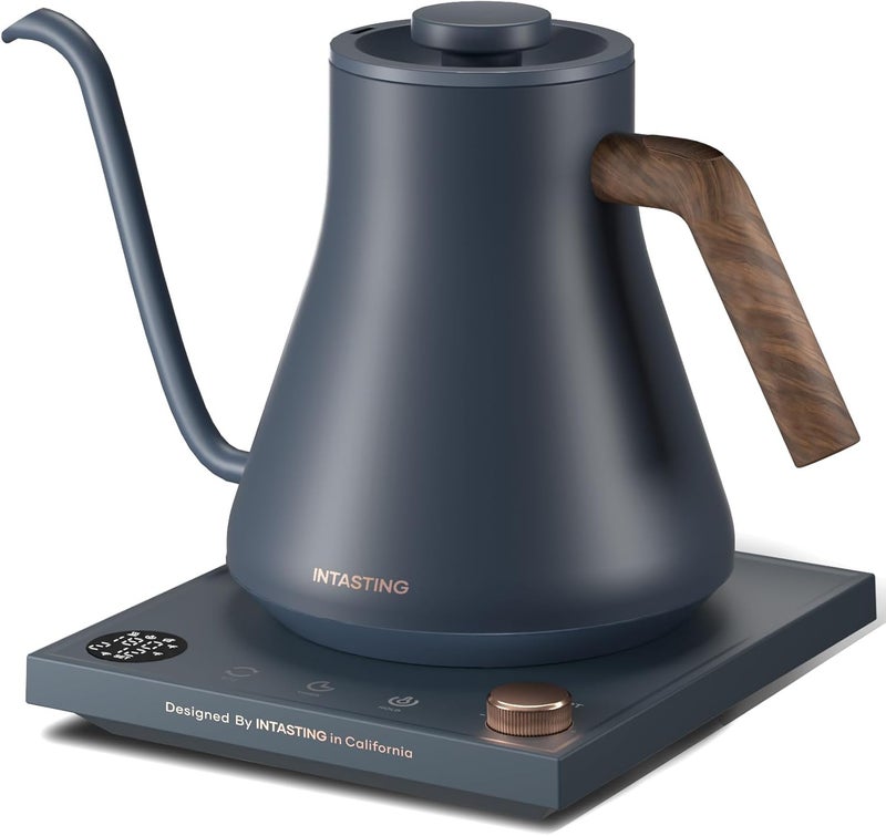 intasting Electric Kettles, Gooseneck Electric Kettle, ±1℉ Temperature Control, Stainless Steel Inner, Quick Heating, for Pour Over Coffee, Brew Tea, Boil Hot Water, 0.9L Navy Blue - Image 1